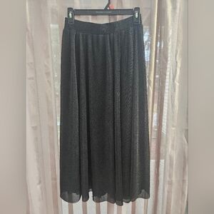 Black Textured Midi Skirt